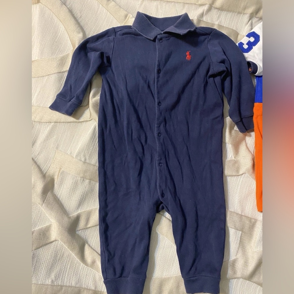 2 Ralph Lauren Dark Blue and gray onsie Kids 9 months